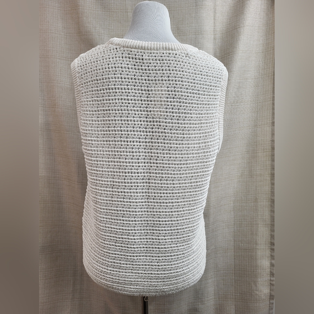 Ann Taylor Weekend Women's Ivory Rib Stitch Sleeveless Sweater Vest Sz Large NWT - Picture 3 of 12
